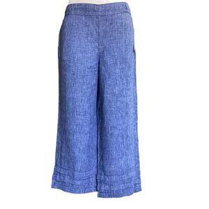 NWT Blue Earth  Linen Micro-Plaid Pull-On Wide Leg Pant Sz M 158L